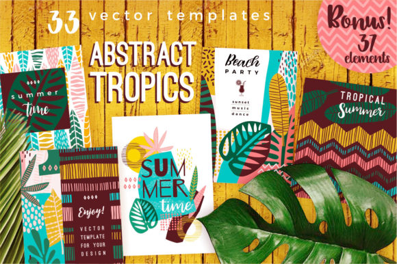 Abstract Tropics 33 Vector Templates: Fresh Design Energy