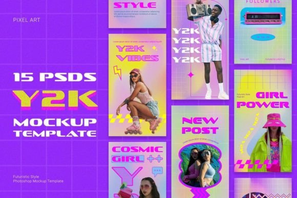 Mastering the Y2K Aesthetic with 15 Mockup Photoshop Templates